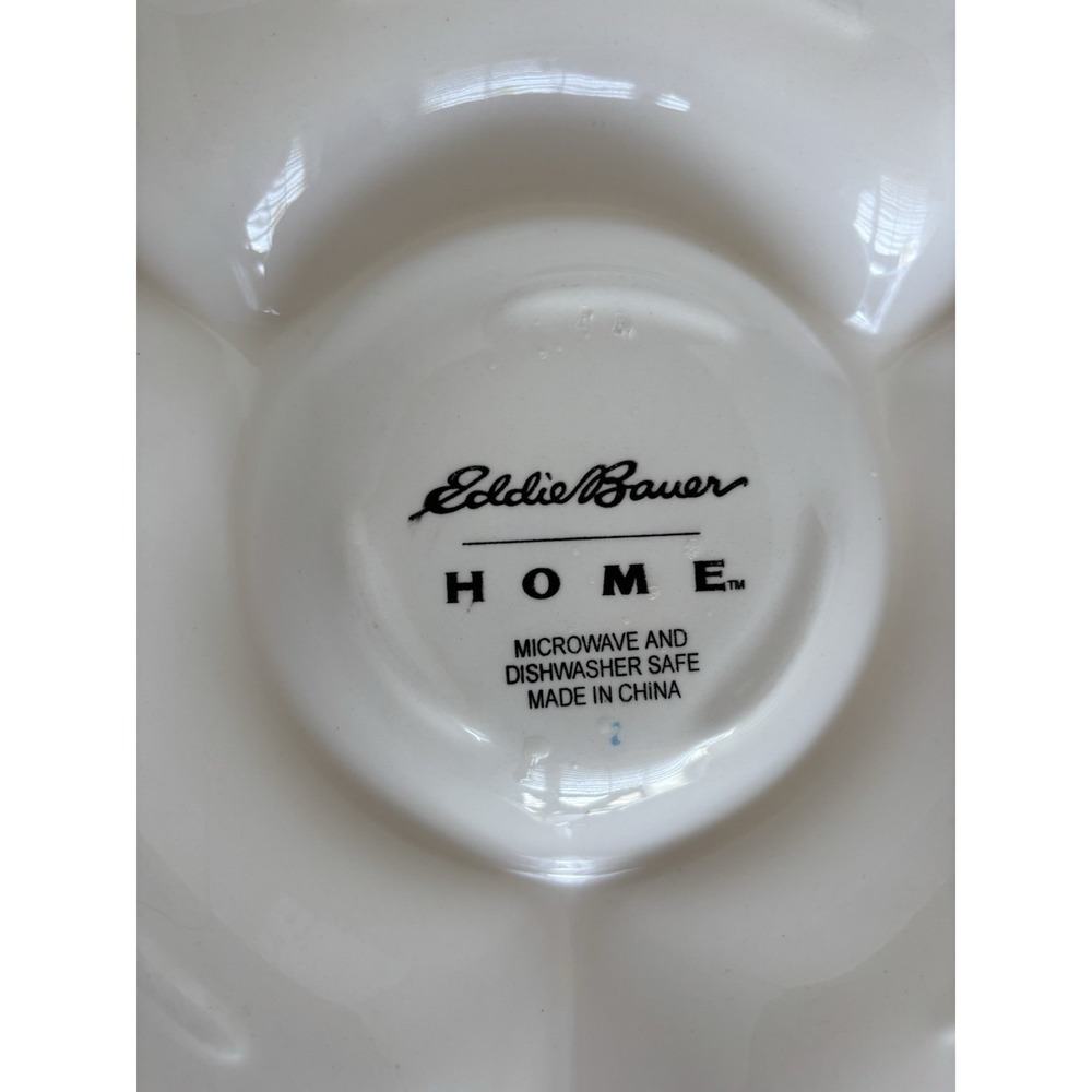 Eddie Bauer Home Platter LG Chip Dip Blue White Sailboat Lighthouse Beach House - Picture 4 of 7